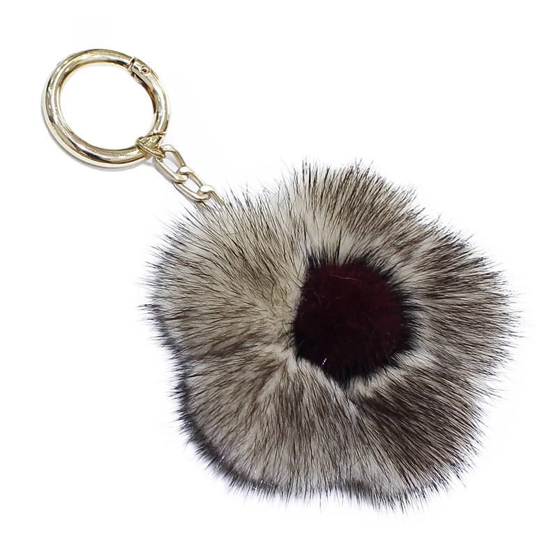 

Mink fur small flower furry pendant Women's bag pendant small cherry blossom plush car key chain