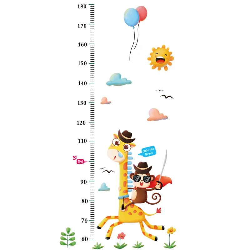 Милые животные Стек высота измерения наклейки на стену Детские Виниловые Плакатные обои девочка для комнаты мальчика рост наклейки-ростомеры
