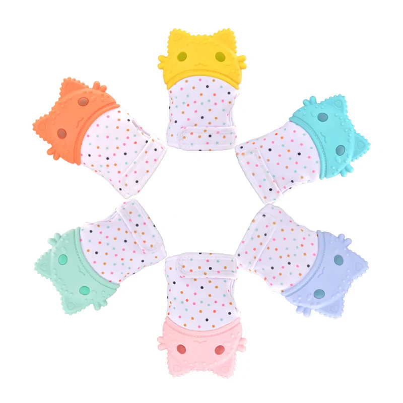 

1Pcs DIY Baby Silicone Mitts Teething Cartoon Glove Teether Newborn Chewable Nursing Mittens Safe Certification Baby Teether Toy