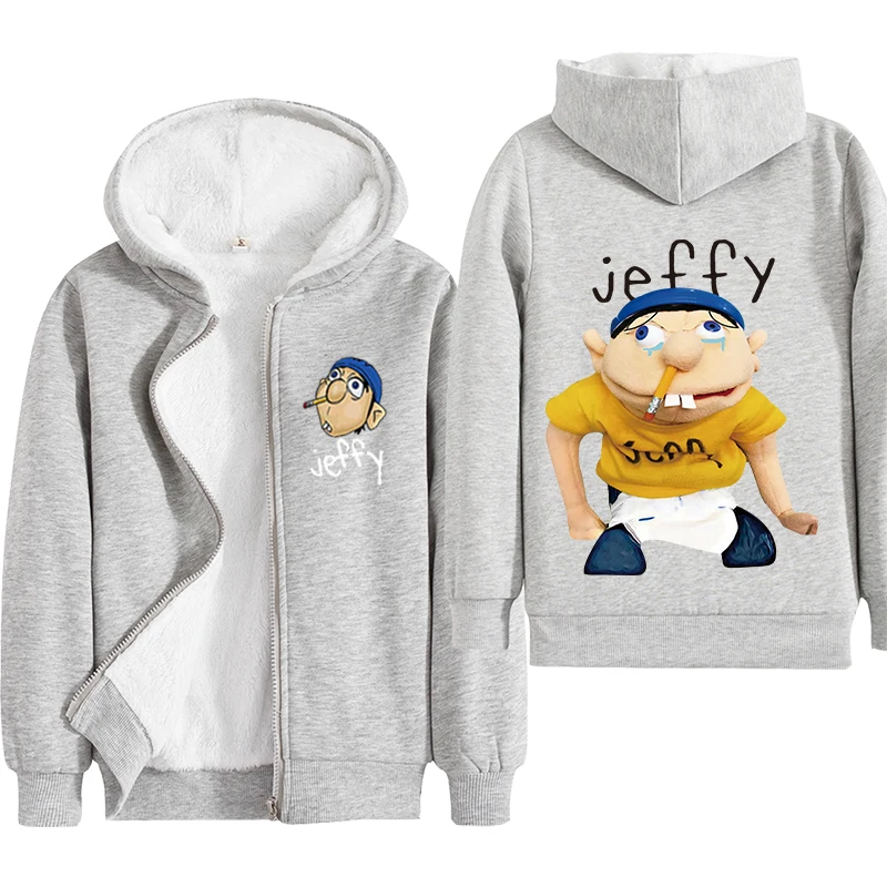 Модные толстовки Jeffy; толстовки с капюшоном для маленьких мальчиков и девочек; свитер с капюшоном на молнии с длинными рукавами и надписью; топы; одежда