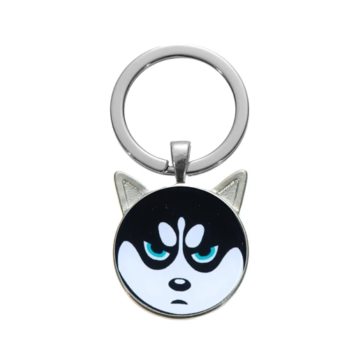 SONGDA Pet Husky мультфильм фото милый брелок собака животное стекло кабошон уши брелоки посеребренные Детские собаки влюбленные брелоки - Цвет: Style 2
