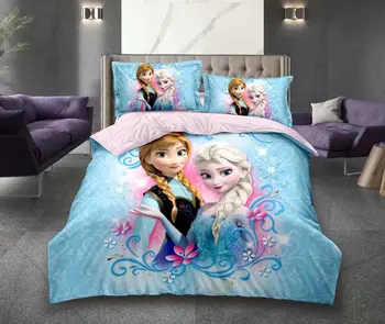 

Disney 3D Printed Bedding Set Frozen Elsa Anna Rapunzel Princess Girls Single Bedlinen Duvet Cover Pillowcases