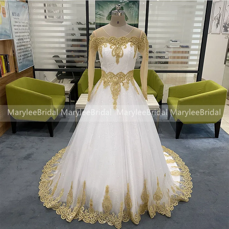 Robe De Soirée Dentelle Dorée - Manches Longues Noir Et Or Blancheporte Taille 46 Neuve