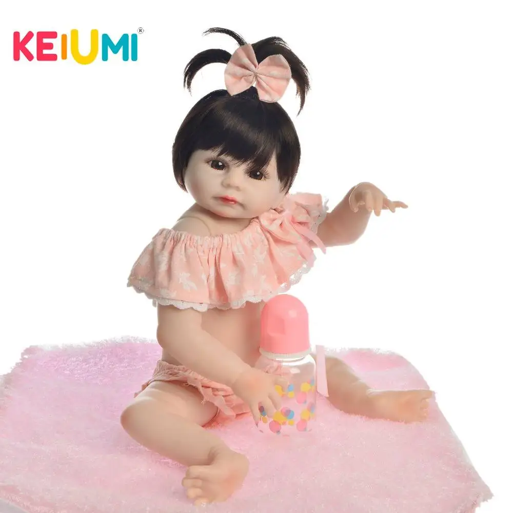 

KEIUMI Lovely Baby Reborn Girl Doll Full Silicone Body Lifelike Bonecas Newborn Princess Babies Bathe Toy Birthday Present