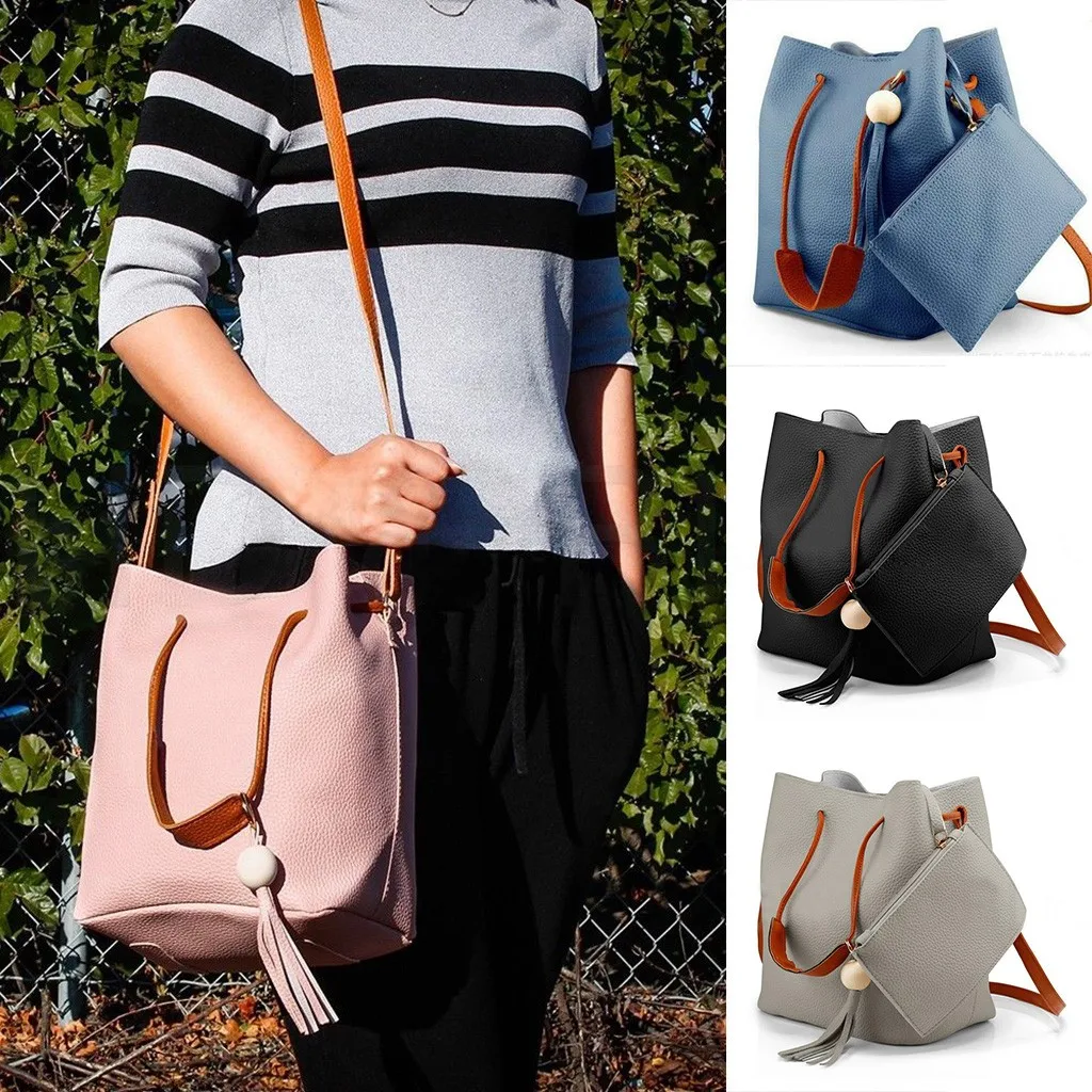 Модная женская винтажная сумка-мешок, сумка-мессенджер с кисточками, роскошная Ретро сумка на плечо, Простой PU чехол для мусора# YJ