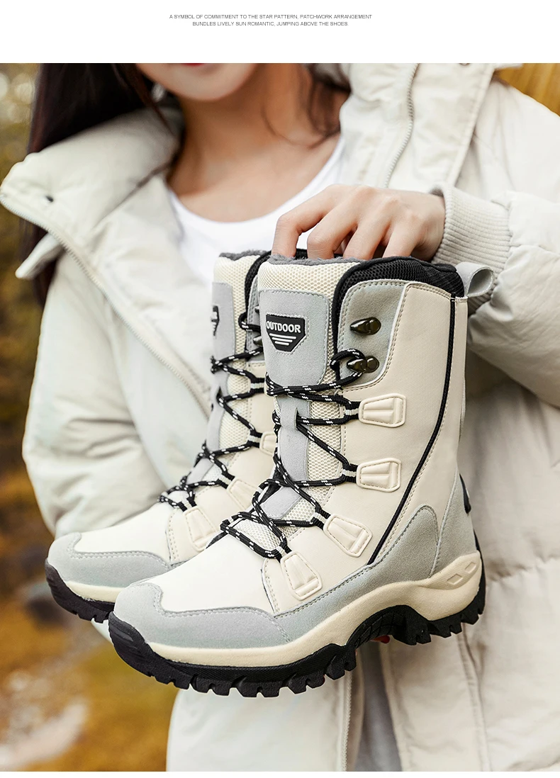 Размеры 41; высокие зимние походные ботинки с мехом; уличная походная обувь; женская теплая зимняя обувь