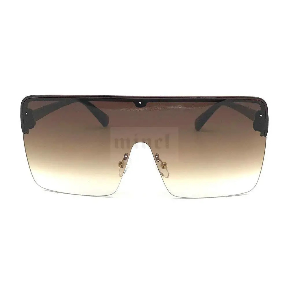 MINCL/ New Oversized Top Mono Lens Shield Protect Blowing Sand Sunglasses Unisex Retro Square Rimless Glasses with box FML
