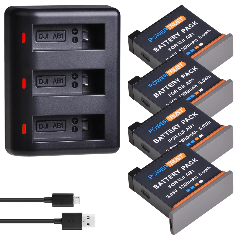 PowerTrust 1300mAh AB1 батарея+ USB зарядное устройство с портом типа C для DJI Osmo Action S порт s батареи камеры