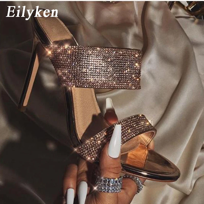 

EilyKen High Heels Slippers Women Summer 2020 New Slides Shoes Crystal Mules Shoes Female Fashion Wedding Shoes Ladies