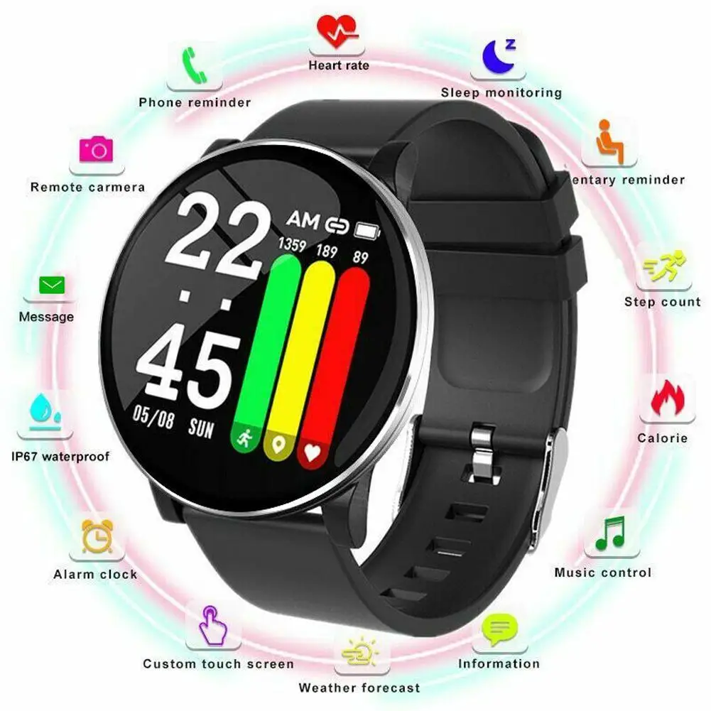 Wearfit Смарт-часы W8 для мужчин кровяное давление фитнес-трекер для измерения сердечного ритма шагомер мужские спортивные Смарт-часы для Android IOS