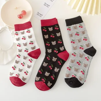 

New Hot Lolita Japanese Kawaii Cute Socks Cartoon Print Long Sock for Women Harajuku Vintage Streetwear Woman Socks Christmas