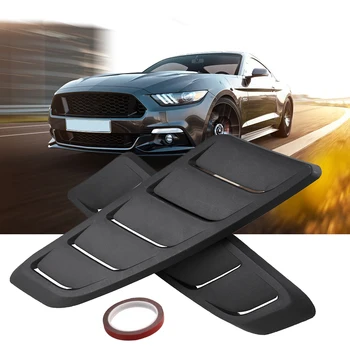 

2pcs Air Flow Hood Vent ABS Engine Lid Intake Scoop Universal Auto Decorative Shutter Panel Window Louver Black Car Styling