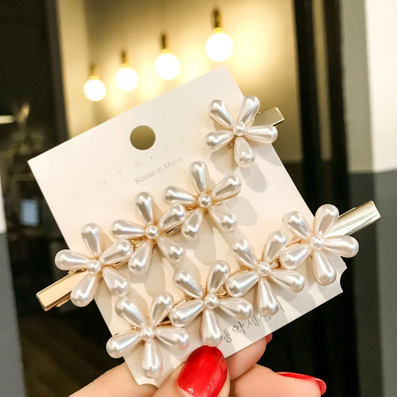 Pasadores de perlas de imitación para el pelo de flores, pasadores para