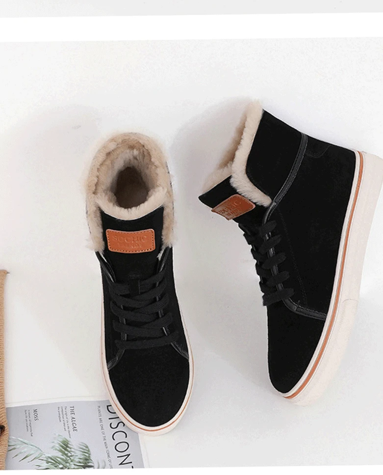 Winter Shoes Women Fashion Platform Sneakers Trending Female Solid Color Short Plush High Top Sneakers