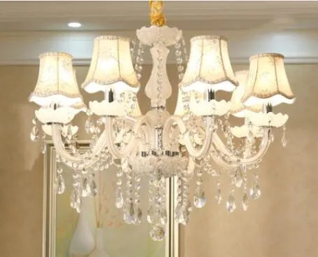 8 Lights with Hat Современный белый Хрустальный люстра светильник s лампа люстры для гостиной спальни светильник хрустальный светильник Lustres de crista светильник ing - Цвет абажура: 8 Lights with Hat