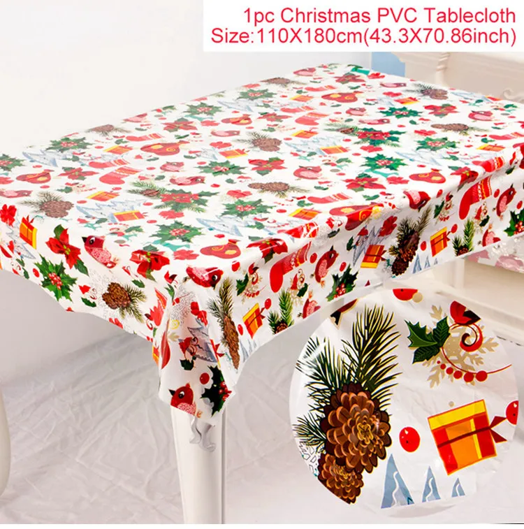 PVC Tablecloth F Настольная дорожка Рождественское украшение для дома Navidad Рождественский Декор Noel новогодний Новогодний Декор Рождественский кухонный набор - Цвет: PVC Tablecloth F
