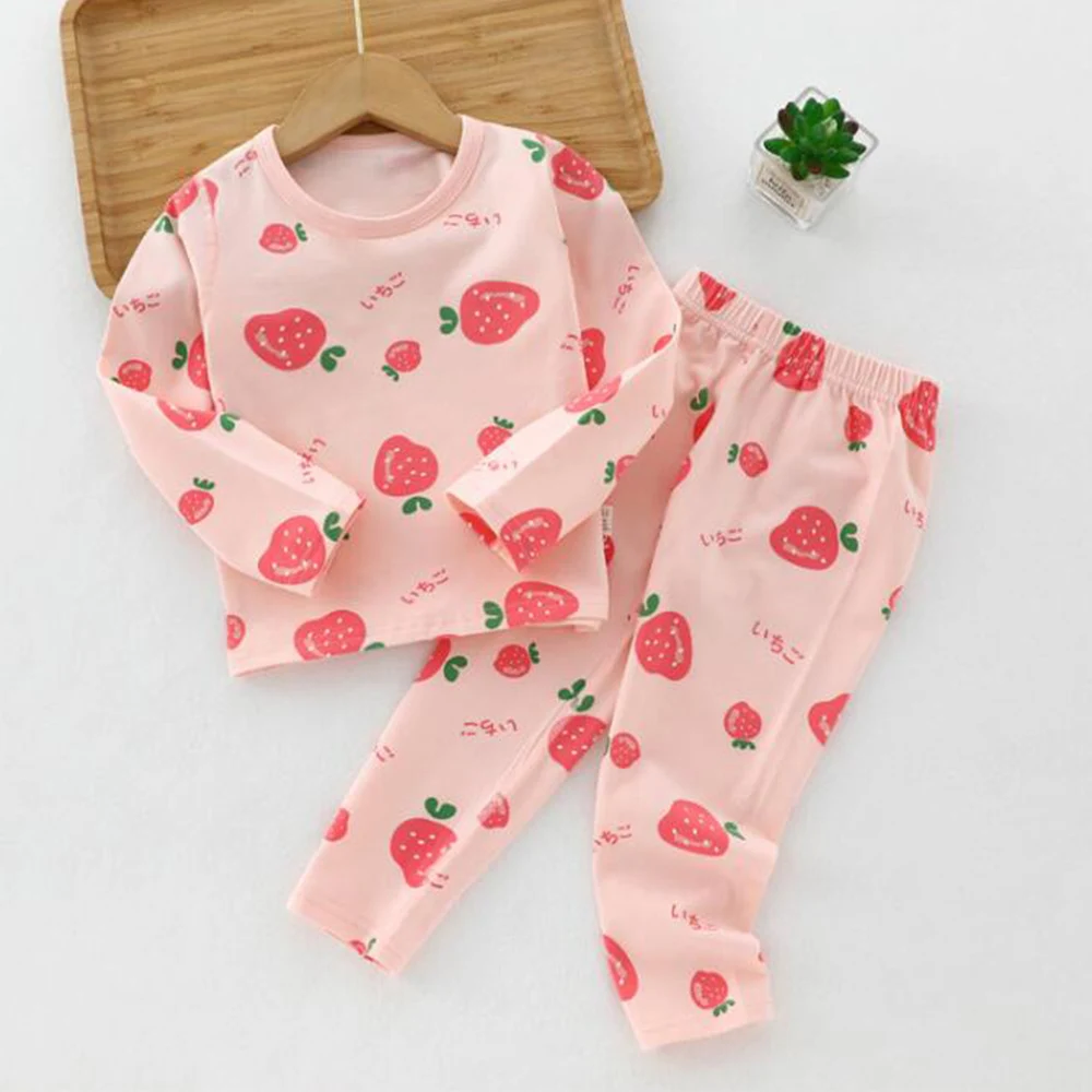 Kids Underwear Clothing Sets Cotton Cartoon Long Sleeve Tops + Pants Two Piece Spring Autumn Winter Boys Girls Outfits Home Wear