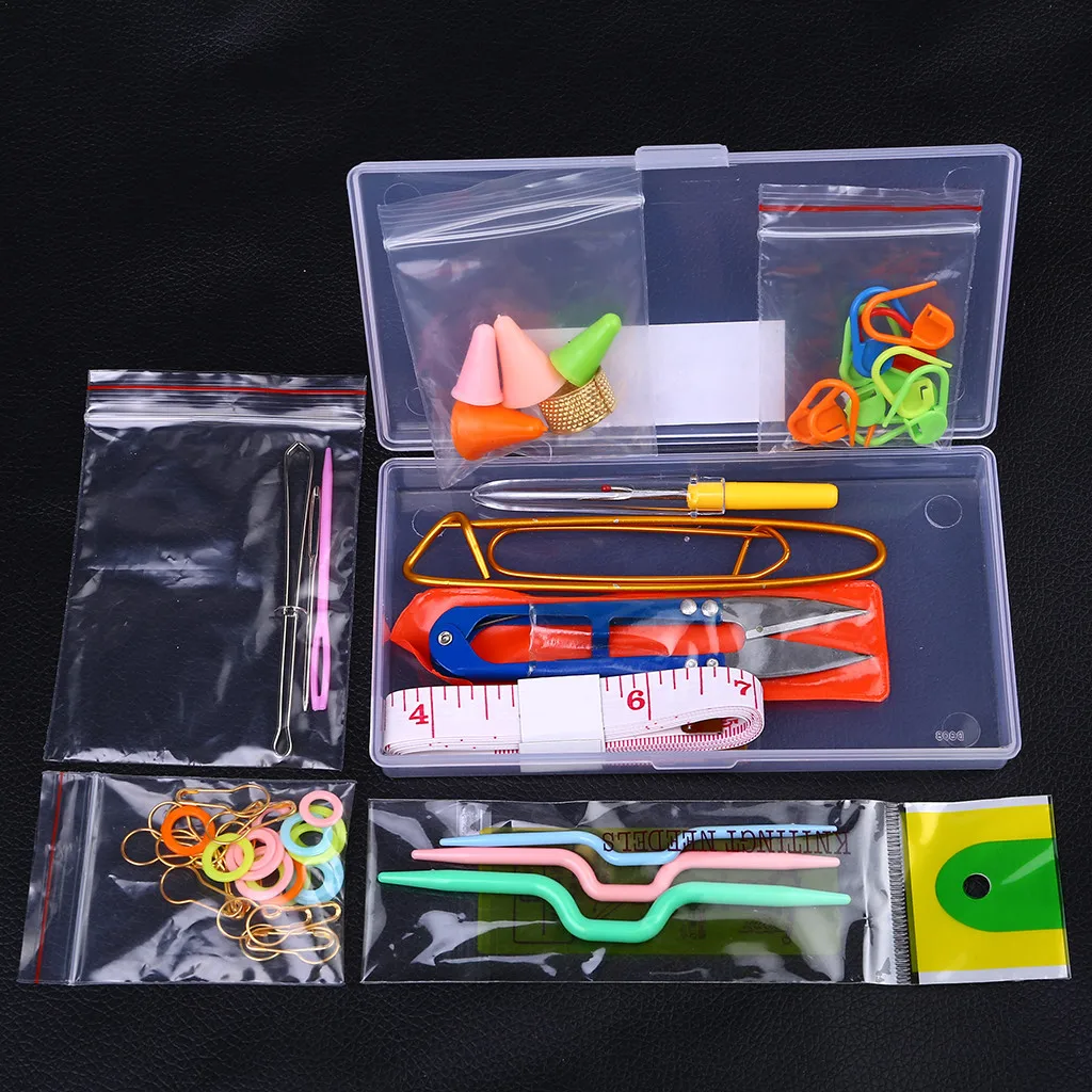 

Knitting knit craft Accessories Supply Crochet kit Needle Clip Hook Stitch CrossStitch tool Sewing accessories Tool with Case^25