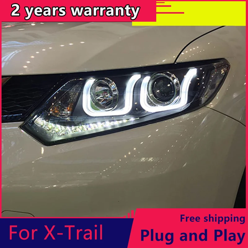 KOWELL Car Styling for Nissan X Trail Headlights 2014 2016 for X Trail LED Headlight DRL Lens