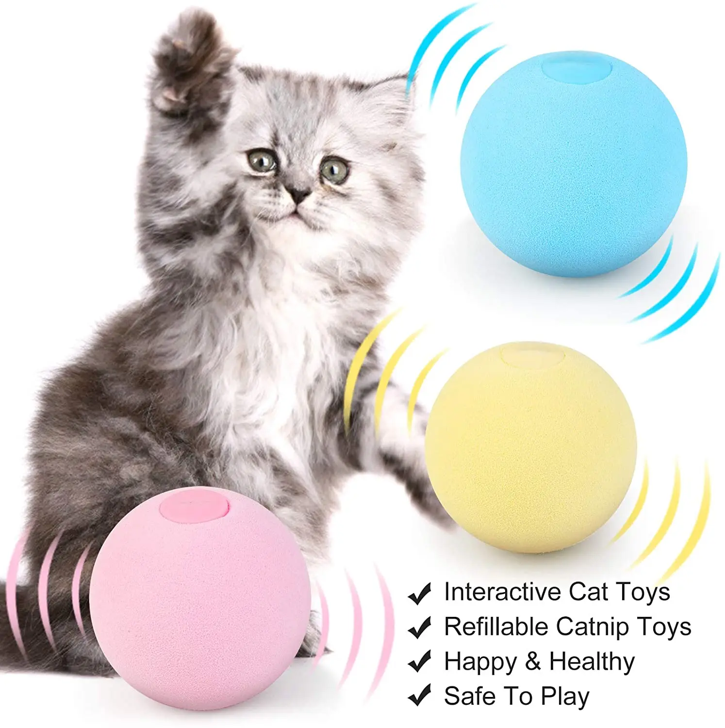 Cat toy automatic intelligent animal sound interactive ball catnip squeak ball pet toy simulation