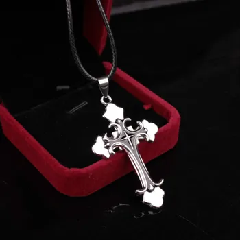 2019 New True Leather Rope Short Collarbone Necklace Cross Pendant Necklace Christian Jesus Women Men Fashion Simple Jewelry