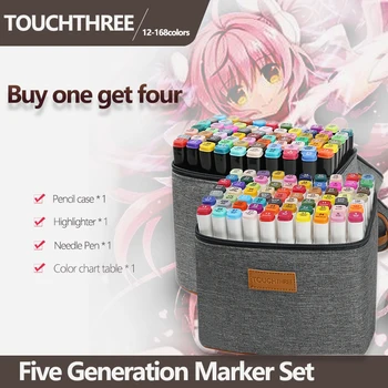 

TouchThree Art Marker Set 30/40/80/168 Colors Alcohol Base Markers manga Sketch Drawing Marker Pen For Dual Headed Tip Pen
