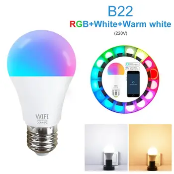 

WiFi Smart LED Light Bulb RGB Magic LamDimmable E27 B22 WiFi Control Bulbs Compatible for Google Home Assistant LED SMD 2835