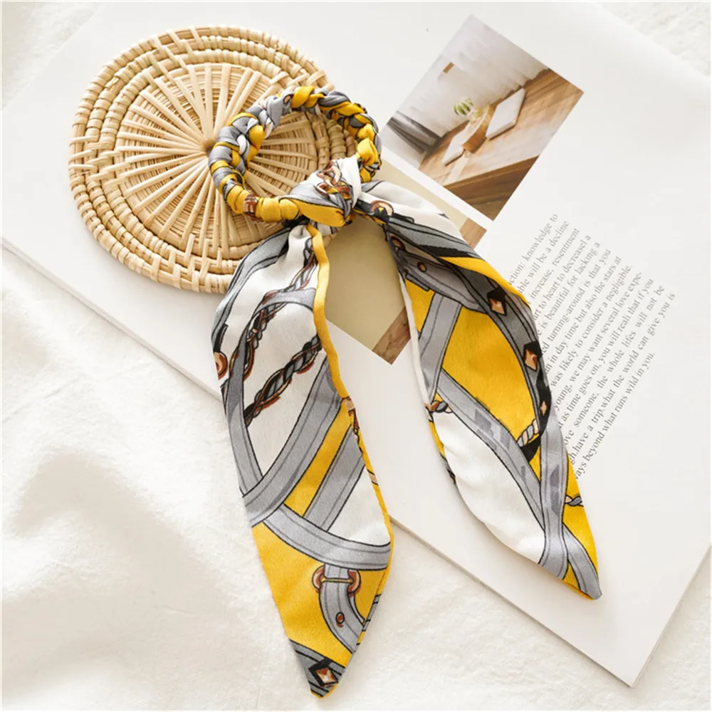 08 Printed yellow Женские Модные резинки для волос с леопардовым принтом, 1 шт., эластичная резинка, резинка для волос, держатель для конского хвоста, резинки для волос, аксессуары для волос - Цвет: 08 Printed yellow