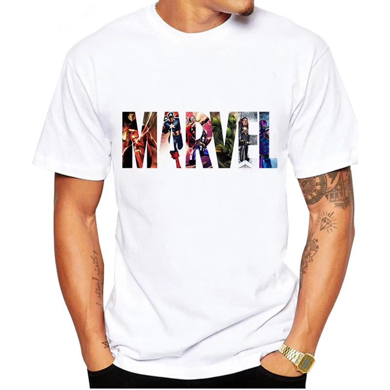 LUSLOS MARVEL Studio белая футболка Капитан Америка Железный паук футболка с короткими рукавами модная футболка Мстители летние футболки