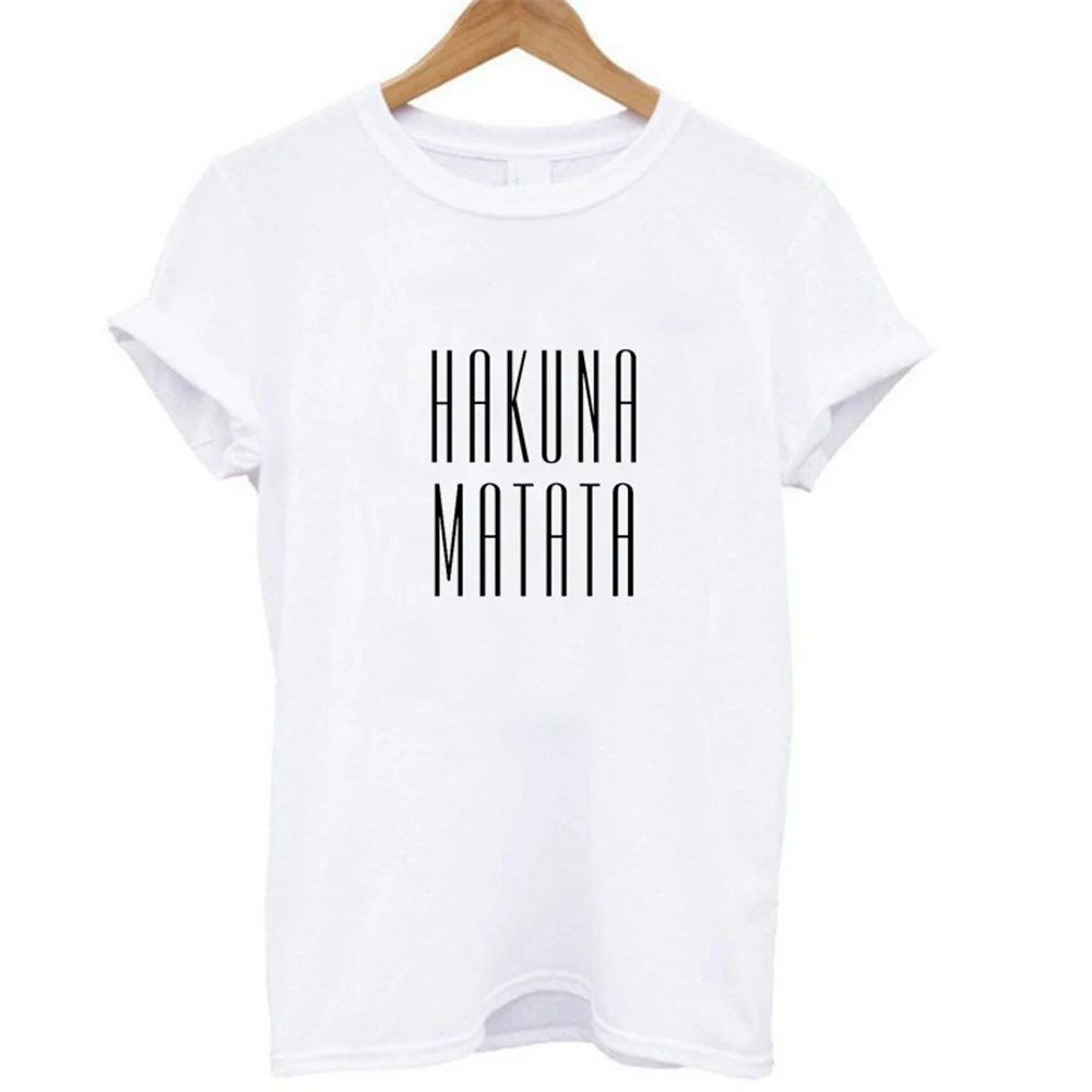 19bk011 Эффектная женская футболка HAKUNA MATATA, летняя женская футболка, короткий рукав, принт с героями мультфильмов, белая, черная, милые футболки Harajuku - Цвет: 19bk011