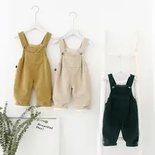 Новинка года; вельветовый Комбинезон для маленьких девочек и мальчиков; осенне-зимняя детская одежда; длинные штаны для мальчиков; 0-4t