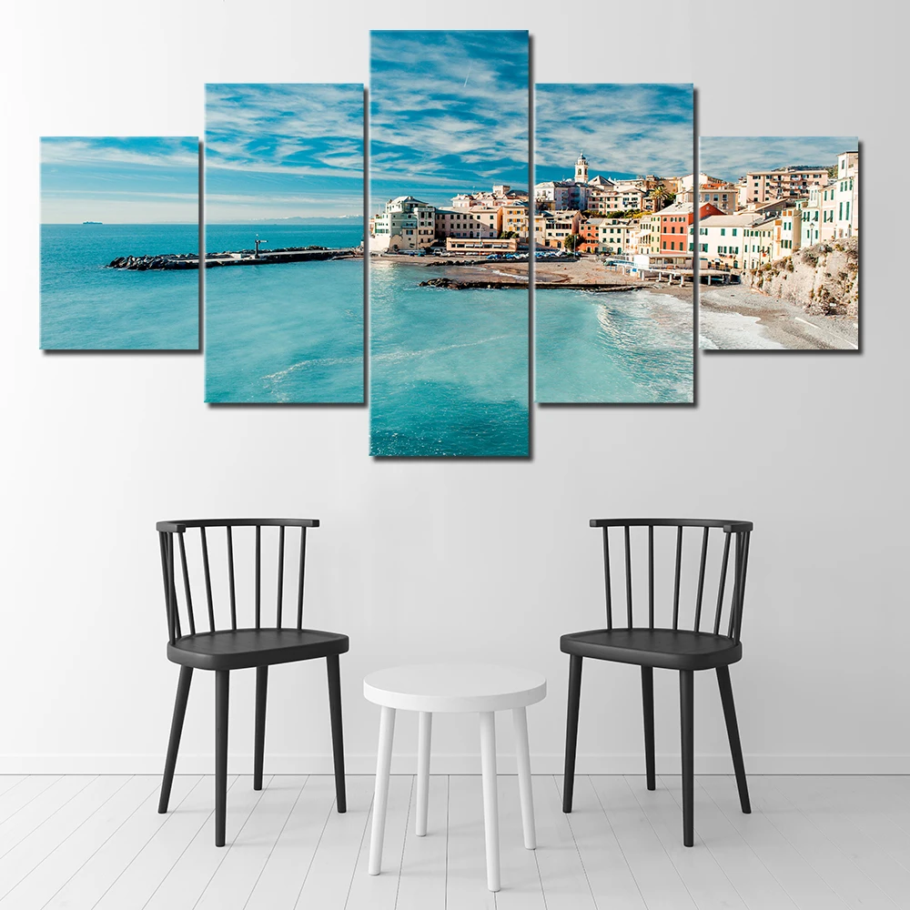 

Wall Art Pictures HD Prints Canvas 5 Pieces Wide Seascape Painting Posters And Prints For Living Room Home Decor Framework