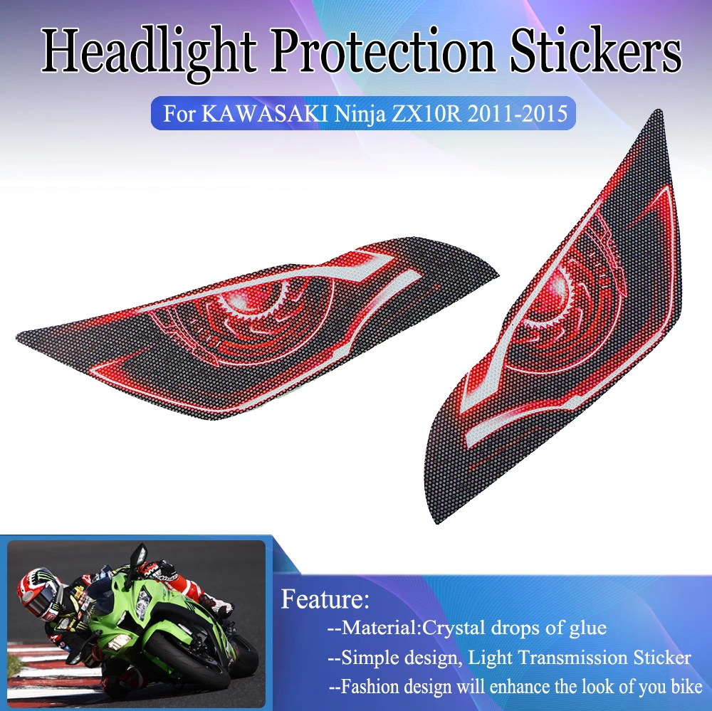 Head light Protection Sticker For Kawasaki for Ninja ZX10R ZX 10R 2011-2015 Motorcycle 3D Front Fairing Headlight Stickers