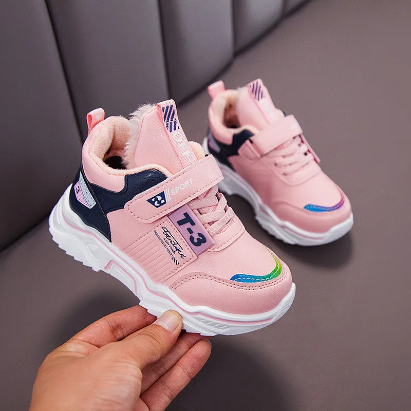 

Children Autumn And Winter plus Velvet Athletic Shoes 2019 New Style Fashion CHILDREN'S Shoes Big Boy Warm Anti-slip Casual Cott