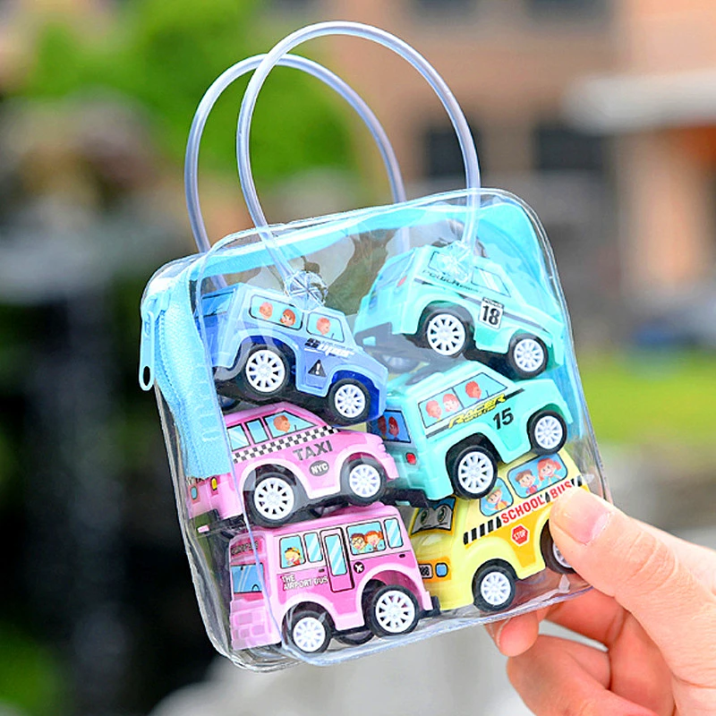 

6 pcslegotoycar Toys Mobile Machinery Shop Construction Vehicle Fire Truck Taxi Model Baby Mini Cars Gift Children Toys