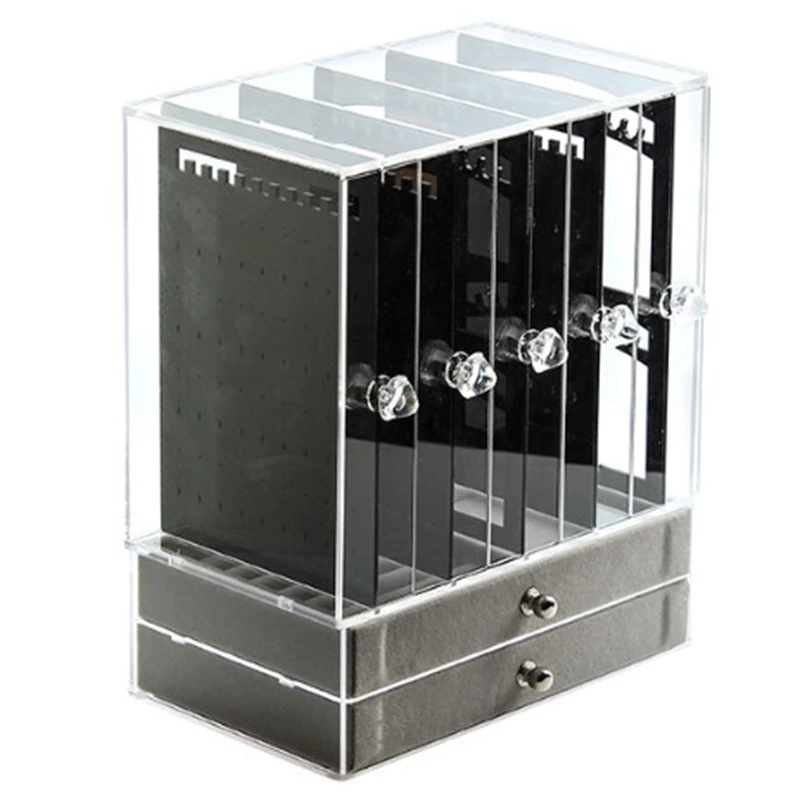 

New 5 Doors Acrylic Jewelry Organizer Box for Necklace Display Storage Case Earrings Bracelet Hanger Decoration Girls Gift Women