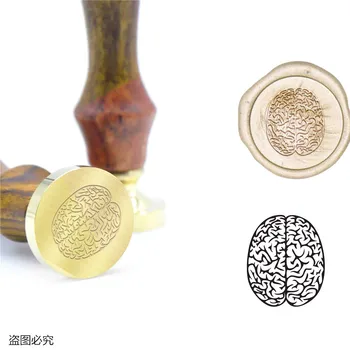 

Cerebrum Pattern Wax Seal Stamp Wedding Gift Seal B7 Custom Initial Stamps Wood Handle Ancient Sealing Wax stamp Retro