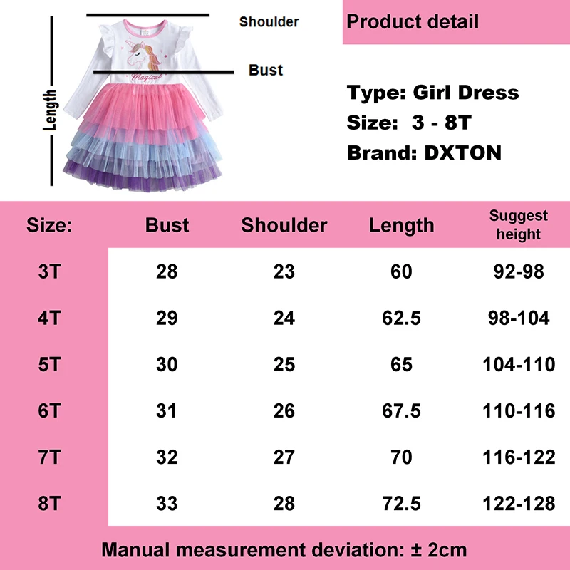 Girls Unicorn Winter Dresses Christmas Party Princess Patchwork Flying Sleeve Dress