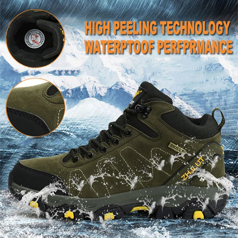 Зимняя походная обувь для мужчин и женщин водонепроницаемые походные сапоги теплая Высокая горная Прогулка кроссовки открытый горный туризм Охота обувь