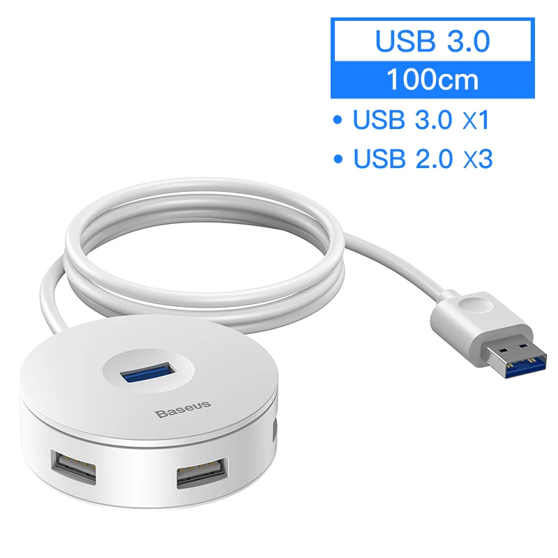 1M White USB HUB Baseus usb-хаб USB 3,0 USB C концентратор для MacBook Pro поверхностный концентратор USB Type C USB 2,0 адаптер с Micro USB для компьютера USB разветвитель - Цвет: 1M White USB HUB