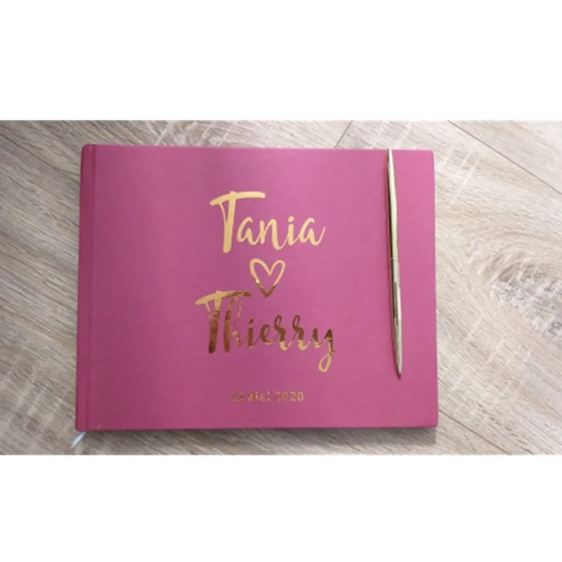 Personalized Guest Book Gold Calligraphy Alternative Guestbook Names and Date Wedding Journal A5 B5 size birthday ablum