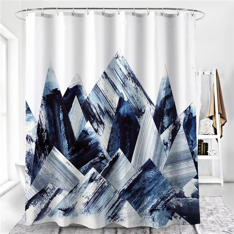 1PCS Thick Polyester Geometric Element 3D Digital Printing Bathroom Shower Curtains Waterproof Opaque Hotel Household Products