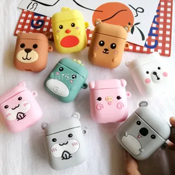 

Cartoon Cute box Bear Wireless Headset case for Airpods 1 2 Earphone soft Silicone Cover For Airpods Protective Cases