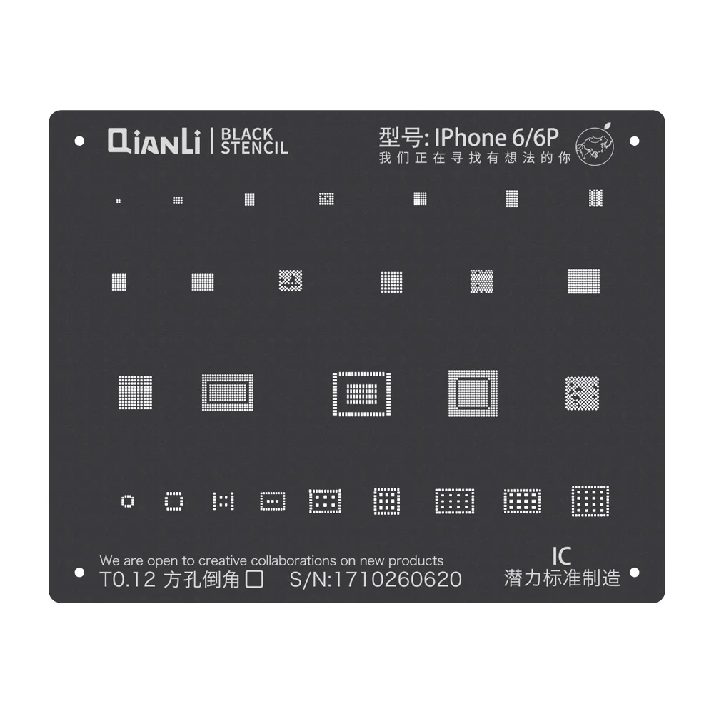 Jyrkior Qianli Черный завод оловянной шаблон для iPhone 5/5S/6 P/6 S/6 S/6 S plus/7/7 P/8/8 P/X/XS/MAX/XR стальная сетка BGA трафарет - Цвет: For iPhone 6 6P