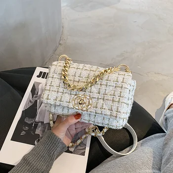 

Brand Original Design HOT Autumn And Winter Chain Foreign Style 2020 Crossbody Bag Women's Bag Woolen Square Bag