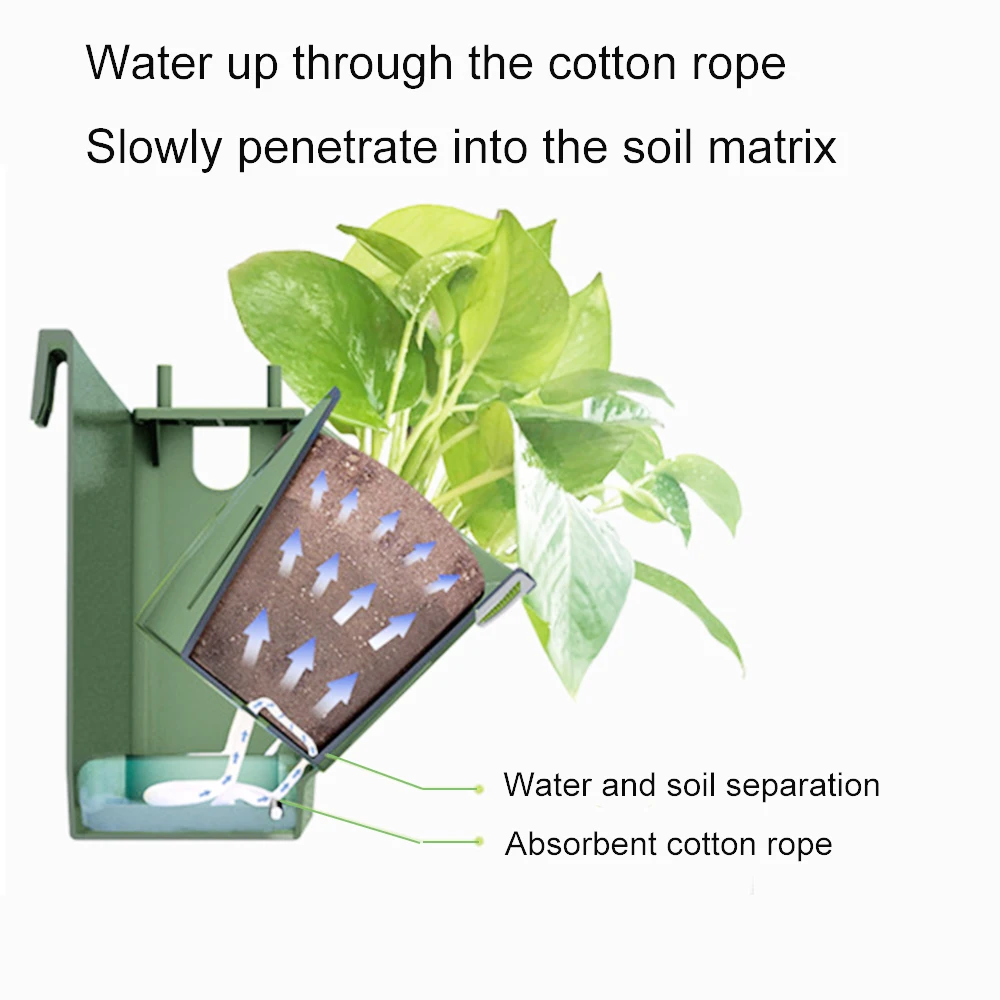 4 pcs Self Watering Flower Pot Stackable Wall Planter Garden Plastic Pots Wall Hanging Vertical Succulents Plant Bonsai Pot Home