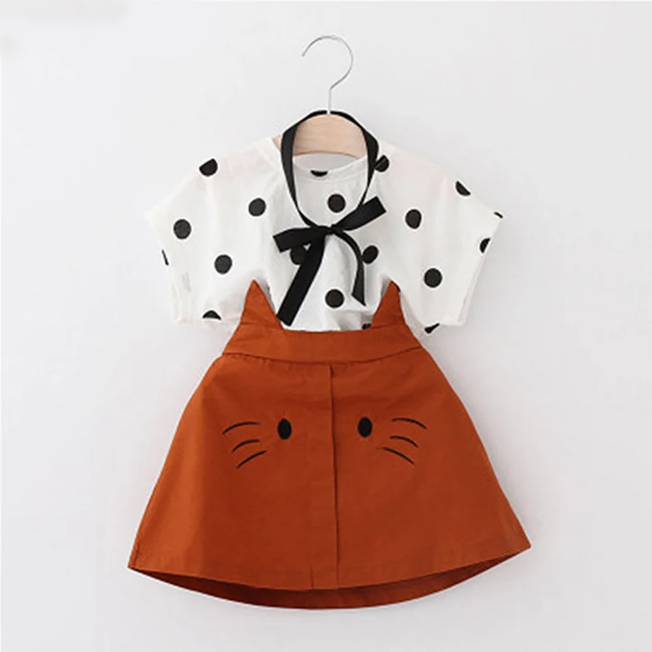 

2-6 Years Toddler Girls Clothes Suits T-Shirt+ Skirt Dress 2Pcs Kids Summer Children Clothing Set Cute Print Outfit Costume