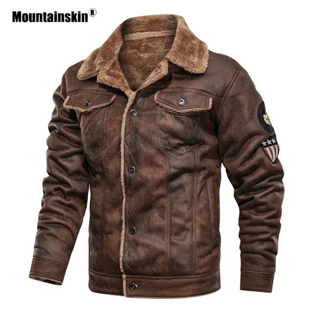 Blouson d'hiver en cuir PU homme, coupe-vent, épais et chaud, avec revers,  pour moto - AliExpress