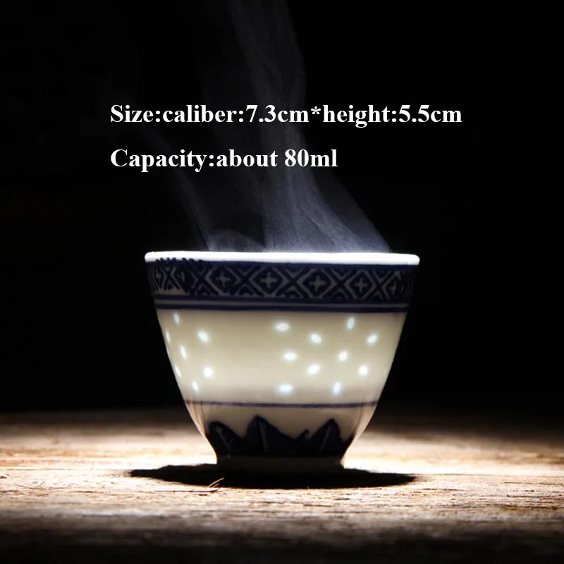 80ml Teacup 80 мл Цзиндэчжэнь полый синий и белый фарфор чайная чаша китайский дракон чайная чашка керамическая чашка посуда для напитков чайная чашка винтажная чайная посуда - Цвет: 80ml Teacup