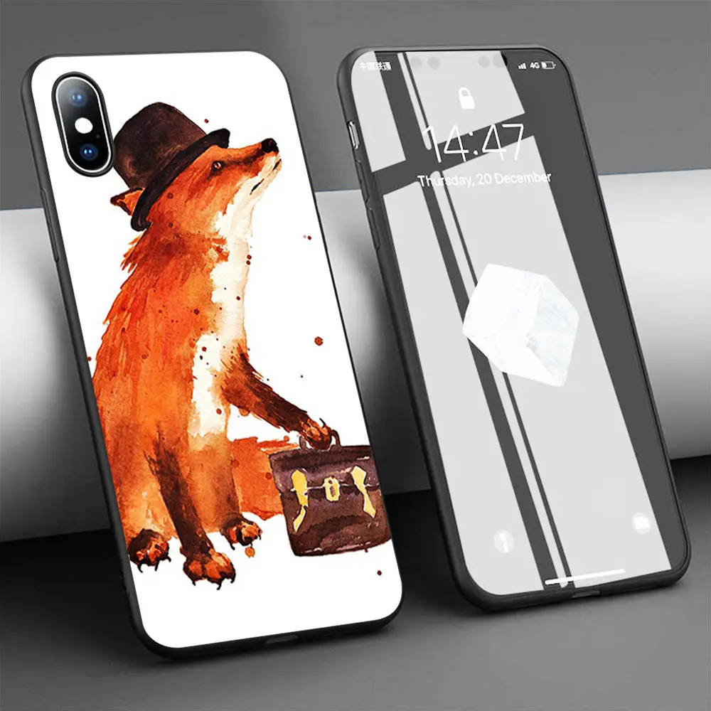 Coque лисьей художественная коробка чехлы для мобильного телефона из мягкого